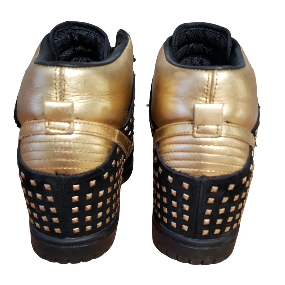 Nike Dunk Sky Hi Studded Hidden Wedge Sneakers Black Gold Metallic Studd… - Picture 4 of 11